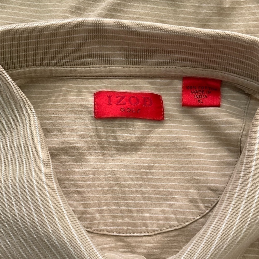 Men’s used Izod golf polo shirt brown tan size Xl - Picture 2 of 3